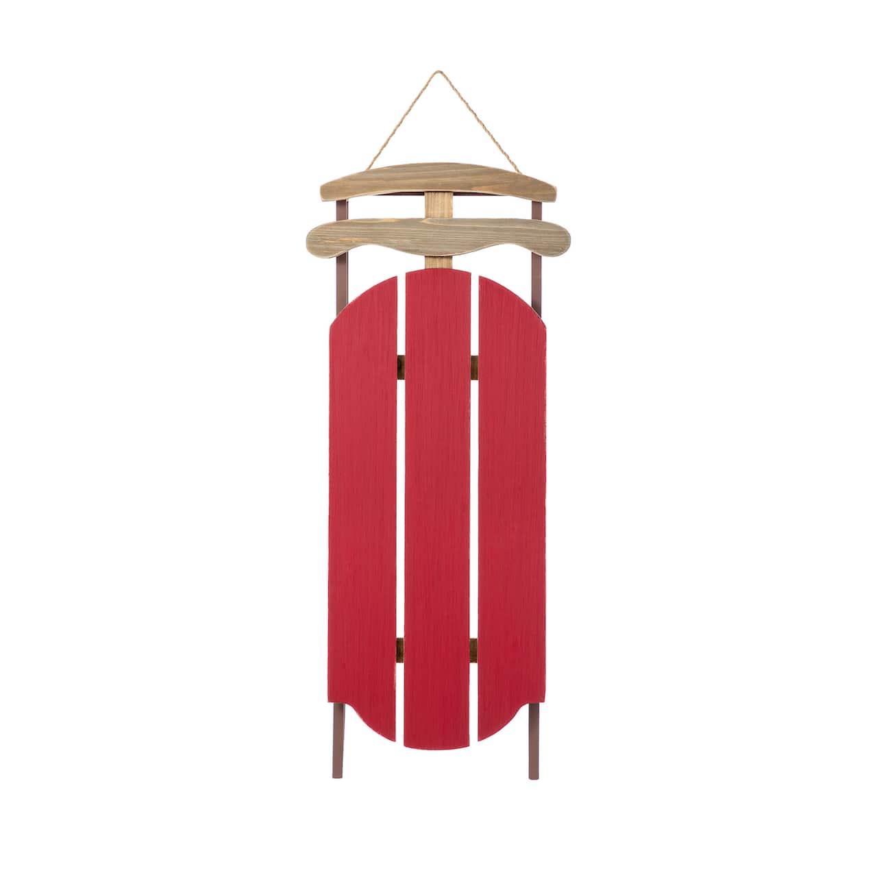 Glitzhome® 34.25" Wooden Christmas Red Sleigh Porch Decor